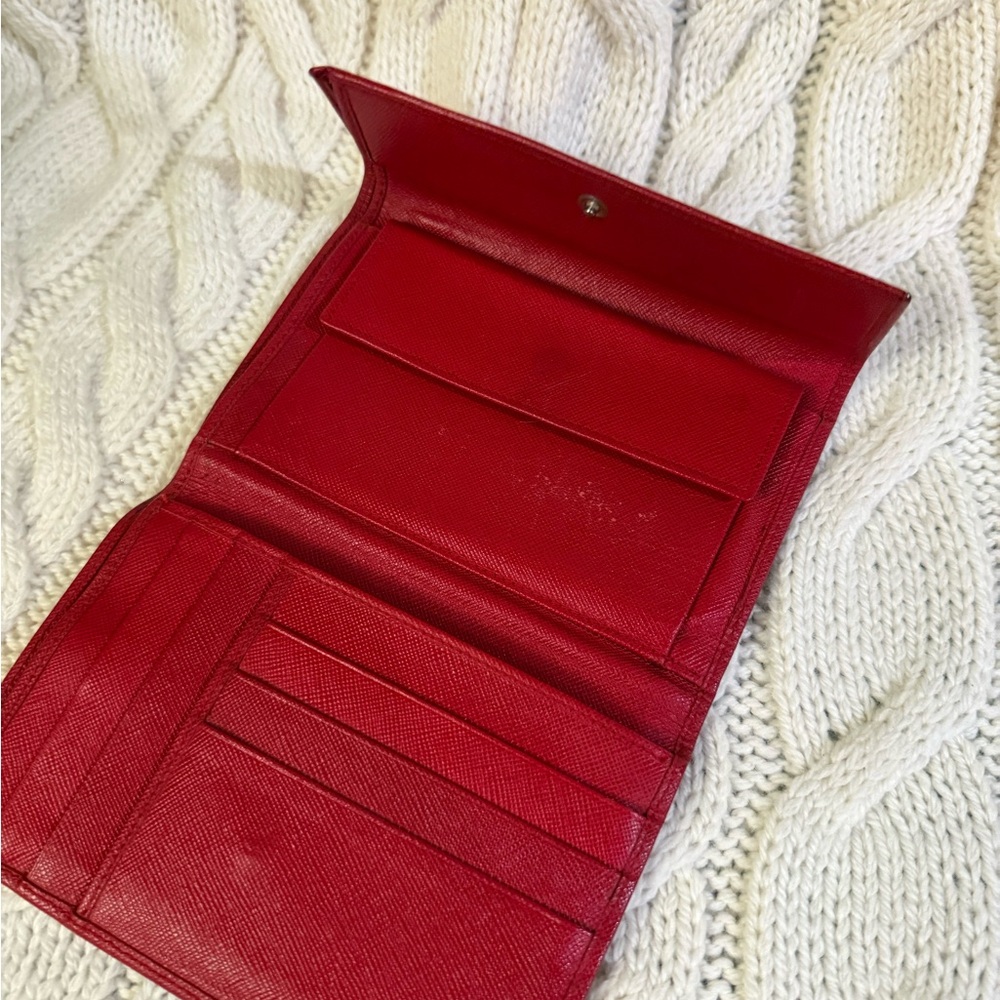 Prada Red Saffiano Leather Wallet - Picture 7 of 13